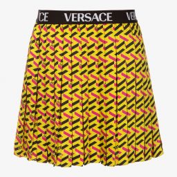 Versace-Желтая юбка с геометрическим принтом для подростков | Childrensalon Outlet