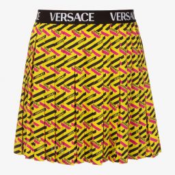 Versace-Желтая юбка с геометрическим принтом для подростков | Childrensalon Outlet