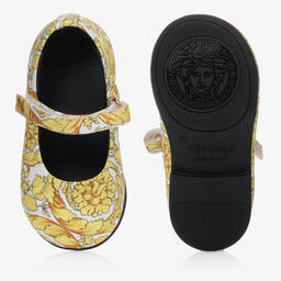Versace-Бело-золотистые балетки | Childrensalon Outlet