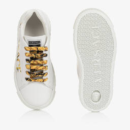 Versace-White Leather Barocco Trainers | Childrensalon Outlet