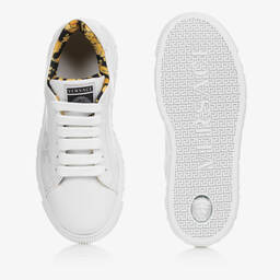 Versace-White Leather Logo Trainers | Childrensalon Outlet
