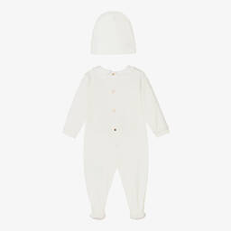 Versace-طقم هدية أفرول بيبي غرو قطن جيرسي لون أبيض للأطفال | Childrensalon Outlet