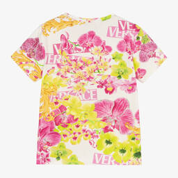 Versace-تيشيرت قطن جيرسي لون أبيض للبنات | Childrensalon Outlet