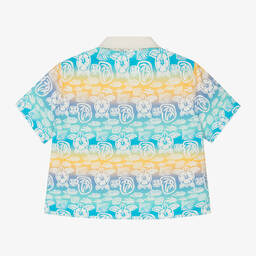 Vilebrequin-قميص مفتوح قطن لون أزرق بطبعة ورود للأولاد | Childrensalon Outlet