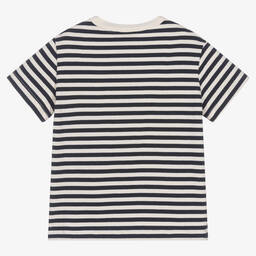 Vilebrequin-تيشيرت قطن عضوي مقلم لون أزرق وعاجي للأولاد | Childrensalon Outlet