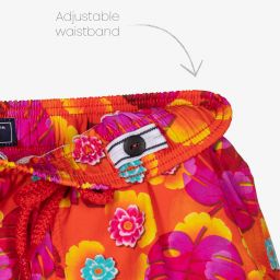 Vilebrequin-Boys Orange Floral Swim Shorts | Childrensalon Outlet