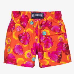Vilebrequin-Boys Orange Floral Swim Shorts | Childrensalon Outlet