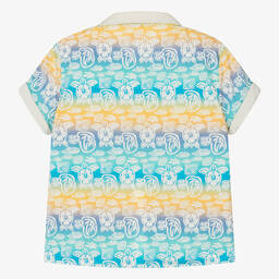 Vilebrequin-Teen Boys Blue Floral Open Shirt | Childrensalon Outlet