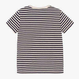 Vilebrequin-Teen Boys Blue & Ivory Cotton T-Shirt  | Childrensalon Outlet