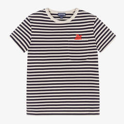Vilebrequin-Teen Boys Blue & Ivory Cotton T-Shirt  | Childrensalon Outlet