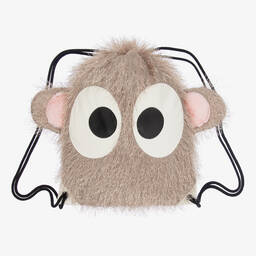 Wauw Capow-Beige Fluffy Drawstring Bag (38cm) | Childrensalon Outlet