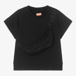 Wauw Capow-Boys Black Cross-Body Bag T-Shirt | Childrensalon Outlet
