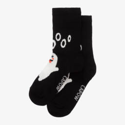 Wauw Capow-جوارب بطبعة شبح مزيج قطن عضوي لون أسود | Childrensalon Outlet