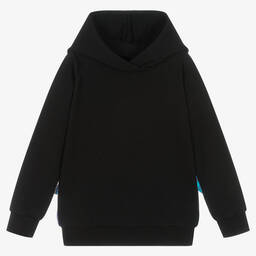 Wauw Capow-توب هودي قطن جيرسي لون أسود للأولاد | Childrensalon Outlet