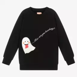 Wauw Capow-Boys Cozy Black Ghost Jersey | Childrensalon Outlet