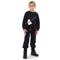 Wauw Capow-Boys Cozy Black Ghost Jersey | Childrensalon Outlet