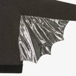 Wauw Capow-توب هودي بتصميم خفاش قطن لون رمادي وفضي | Childrensalon Outlet