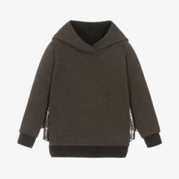 Wauw Capow-توب هودي بتصميم خفاش قطن لون رمادي وفضي | Childrensalon Outlet