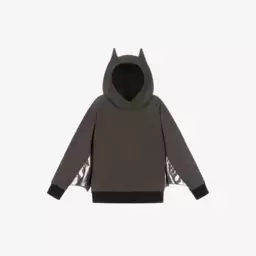 Wauw Capow-توب هودي بتصميم خفاش قطن لون رمادي وفضي | Childrensalon Outlet