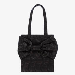 Wauw Capow-Girls Black Bow Bag (37cm)  | Childrensalon Outlet