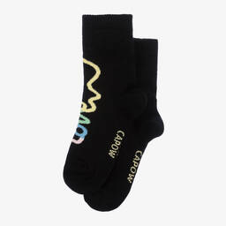 Wauw Capow-جوارب للكاحل مزيج قطن عضوي لون أسود للبنات | Childrensalon Outlet