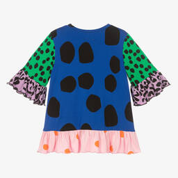 Wauw Capow-Girls Blue Viscose Spotted Top | Childrensalon Outlet