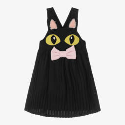 Wauw Capow-Girls Cat Face Black Dress | Childrensalon Outlet