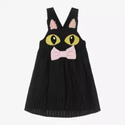 Wauw Capow-Girls Cat Face Black Dress | Childrensalon Outlet