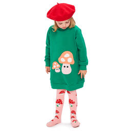 Wauw Capow-Girls Green Mushroom Sweatshirt Dress | Childrensalon Outlet