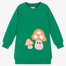 Wauw Capow-Girls Green Mushroom Sweatshirt Dress | Childrensalon Outlet