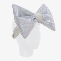 Wauw Capow-Girls Iridescent Silver Bow Hairband | Childrensalon Outlet