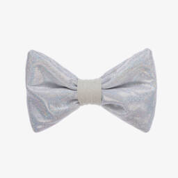 Wauw Capow-Girls Iridescent Silver Bow Hairband | Childrensalon Outlet