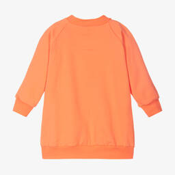 Wauw Capow-Girls Orange Cotton Sweatshirt Dress | Childrensalon Outlet