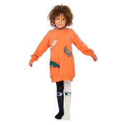 Wauw Capow-Girls Orange Cotton Sweatshirt Dress | Childrensalon Outlet