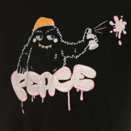 Wauw Capow-هودي مونستر قطن عضوي لون أسود للبنات | Childrensalon Outlet