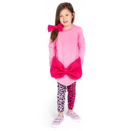 Wauw Capow-Girls Pink Jersey Bow Dress | Childrensalon Outlet