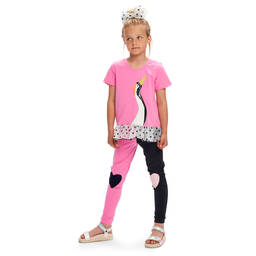 Wauw Capow-Girls Pink Organic Cotton Bird T-Shirt | Childrensalon Outlet