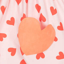 Wauw Capow-فستان بطبعة قلوب قطن جيرسي عضوي لون زهري | Childrensalon Outlet