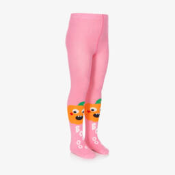 Wauw Capow-Girls Pink Pumpkin Cotton Tights | Childrensalon Outlet
