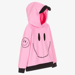 Wauw Capow-توب هودي قطن عضوي جيرسي لون زهري للبنات | Childrensalon Outlet