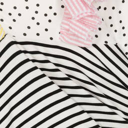 Wauw Capow-Girls White Polka Dots & Stripes Dress | Childrensalon Outlet