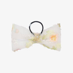 Wauw Capow-Girls White Tulle Bow Hair Elastic (18cm) | Childrensalon Outlet
