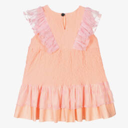 Wauw Capow-Pink Ruched Ruffle Dress | Childrensalon Outlet