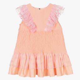 Wauw Capow-Pink Ruched Ruffle Dress | Childrensalon Outlet