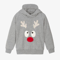 Wauw Capow-Young Gentleman's Grey Reindeer Sweatshirt | Childrensalon Outlet