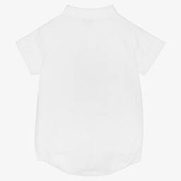 Wedoble-Baby Boys White Linen Bodysuit | Childrensalon Outlet