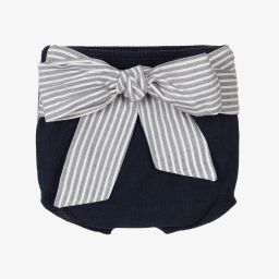 Wedoble-Baby Girls Blue Knitted Shorts | Childrensalon Outlet