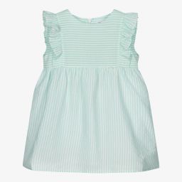 Wedoble-Baby Girls Green Cotton Dress | Childrensalon Outlet