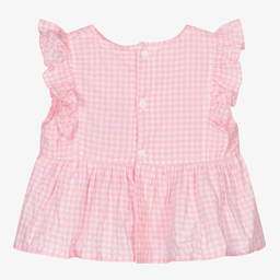 Wedoble-Baby Girls Pink Cotton Blouse | Childrensalon Outlet
