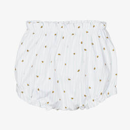 Wedoble-Baby Girls White Cotton Bloomer Shorts | Childrensalon Outlet